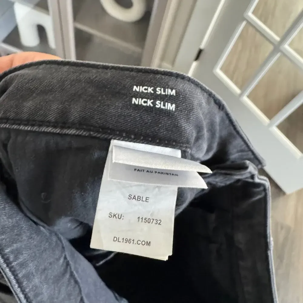 DL1961 Sable Black Wash Nick Slim Jeans 38 NEW Moisture Wicking Stretch Denim - Picture 8 of 8